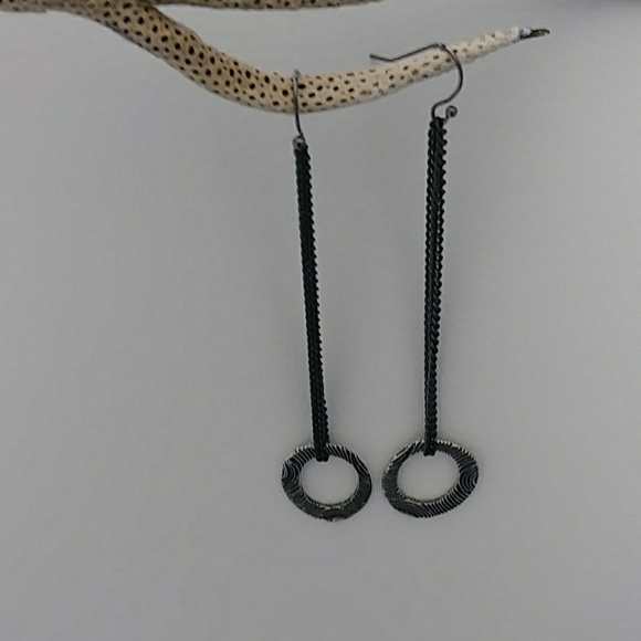 Minimalist Silver Textured Circle Dangle Earring - Picture 1 of 7